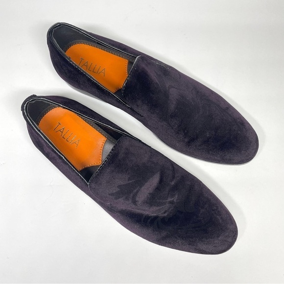 Tallia Tedaldo Men Slip On Smoking Loafers  Bordeaux Black  Velvet Size 10.5 Tallia Men main image 3